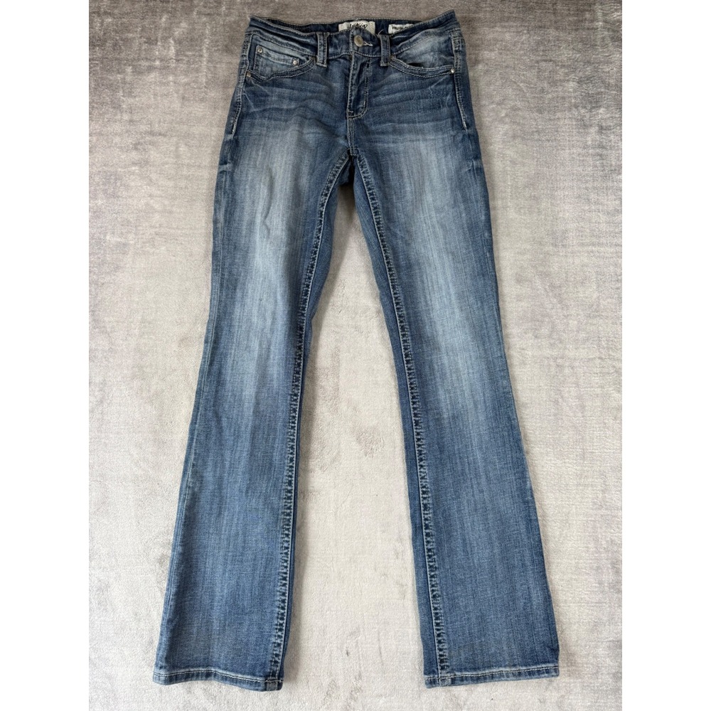 Daytrip Jeans Women 27L Blue Medium Wash Virgo Bootcut Low Rise Flap Pocket Y2K